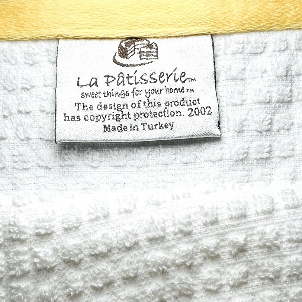 LA PATISSERIE Lemon Kitchen Towel Pot Holder Set Turkish Cotton Waffle White 2Pc